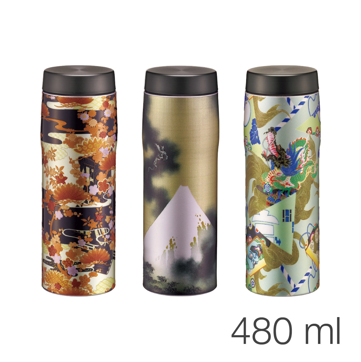 TIGER虎牌】日本3D立體層疊圖紋_旋蓋式不鏽鋼保溫保冷杯480ml (MJX